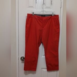 Banana Republic Hampton Fit Orange Red Petite 14P Clementin Cropped Ankle Pants